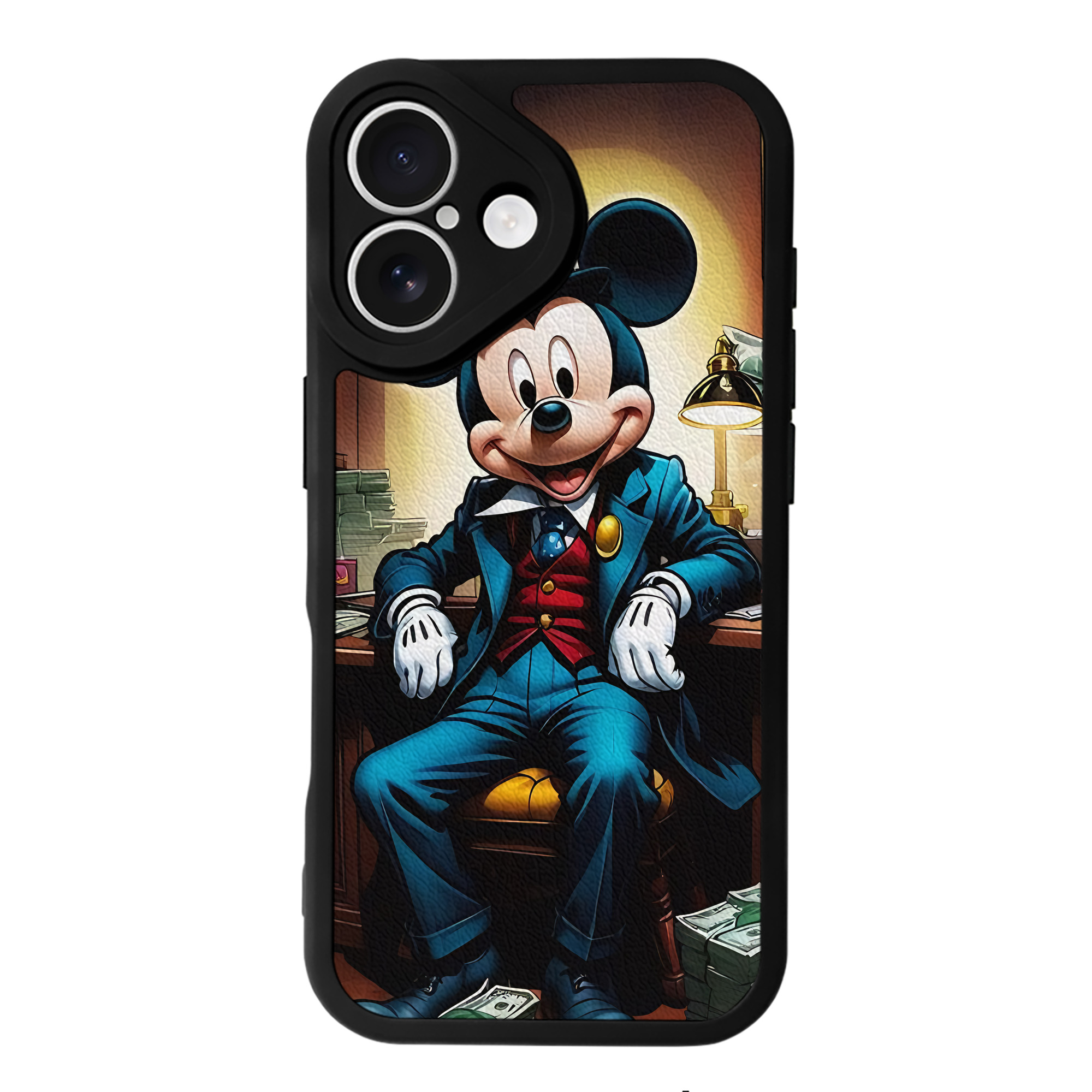 （画像用） ミッキーマウス Mickey Mouse 【iPhone 16シリーズ対応】シリコンスマホケース（レザー調） 材質：シリコン